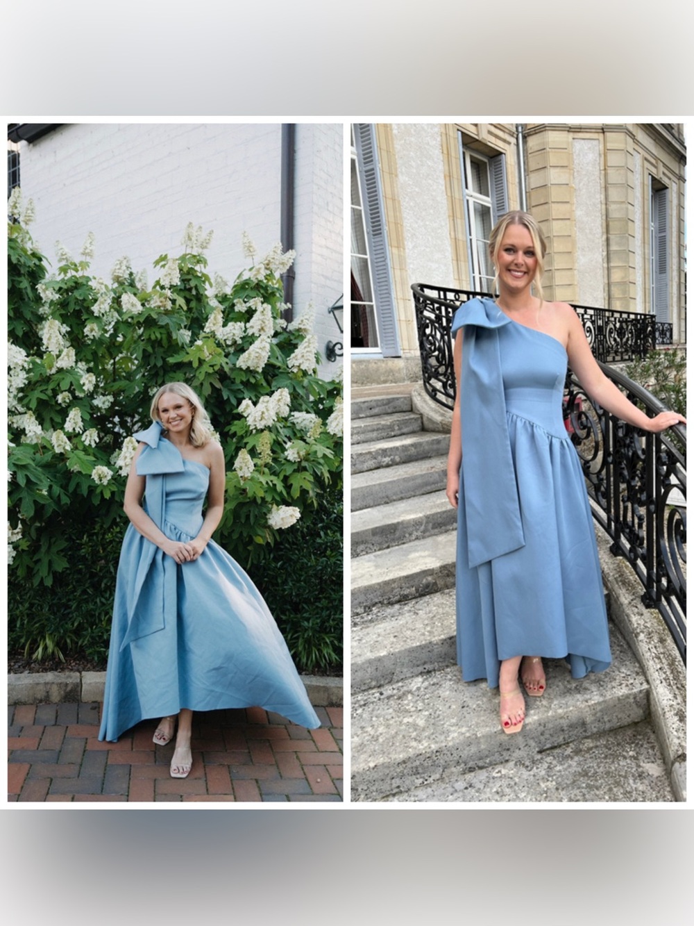 Elliatt Liesel One Shoulder Maxi Dress Big Bow Blue Small